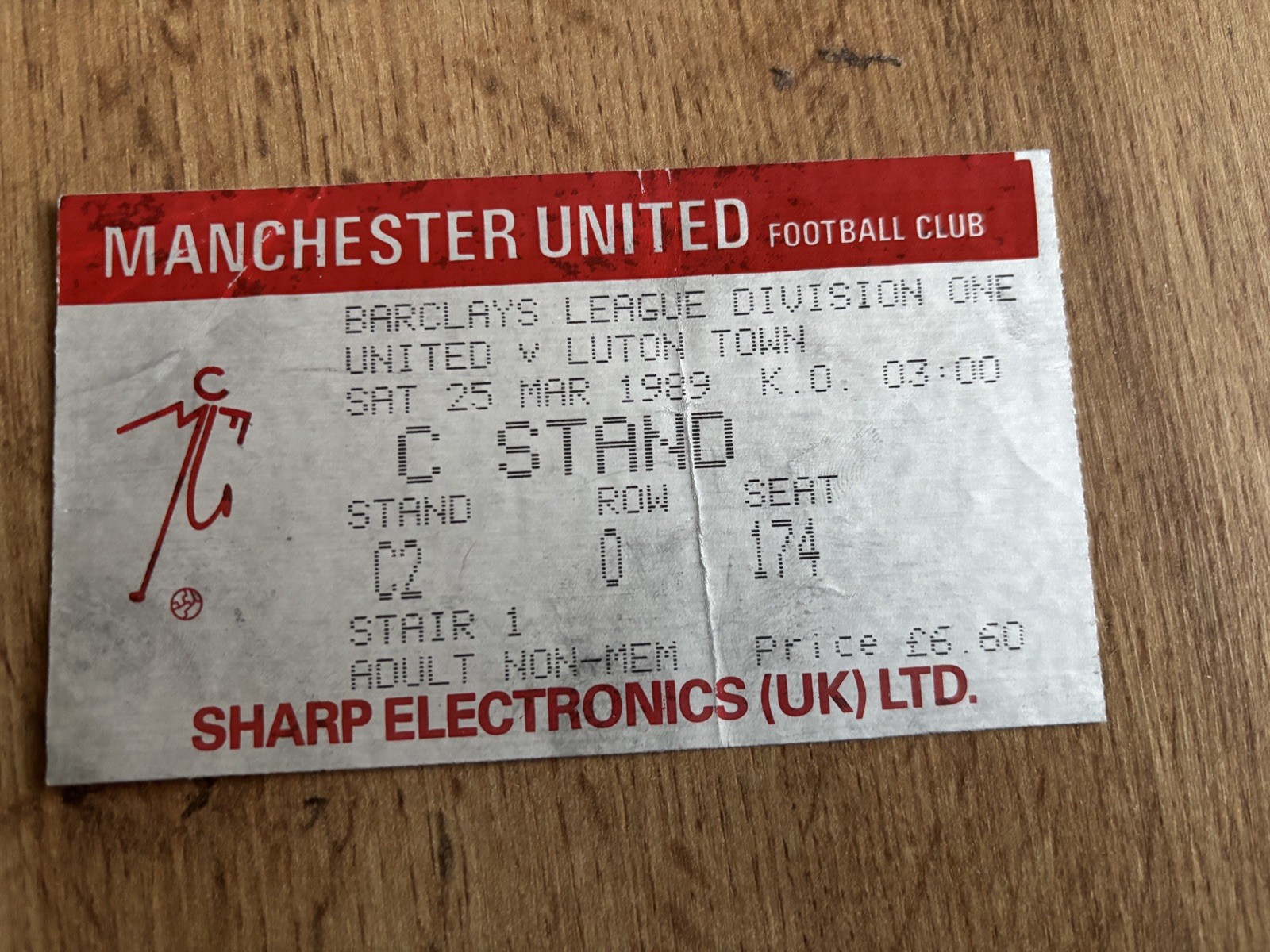 1989 TICKET STUB DIVISION ONE MANCHESTER UNITED MAN UTD V LUTON TOWN  25/3/89 for sale on Ebay