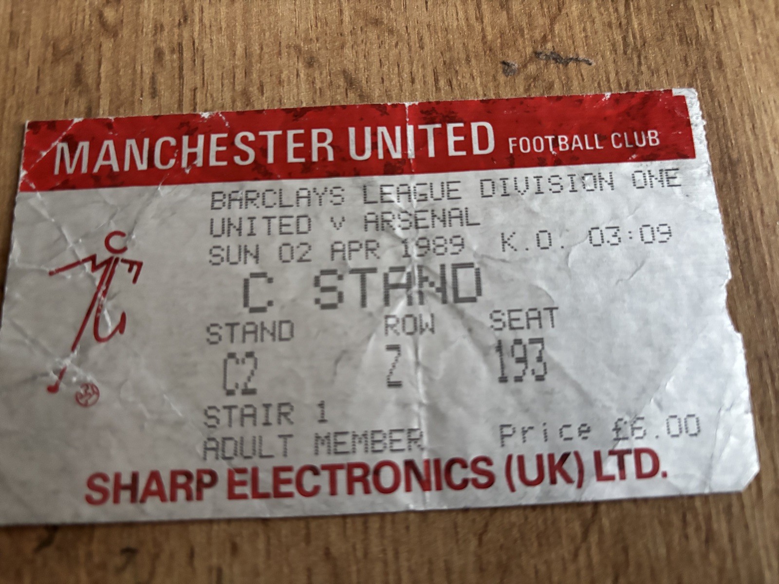 1989 TICKET STUB DIVISION ONE MANCHESTER UNITED MAN UTD V ARSENAL  2/4/89 for sale on Ebay