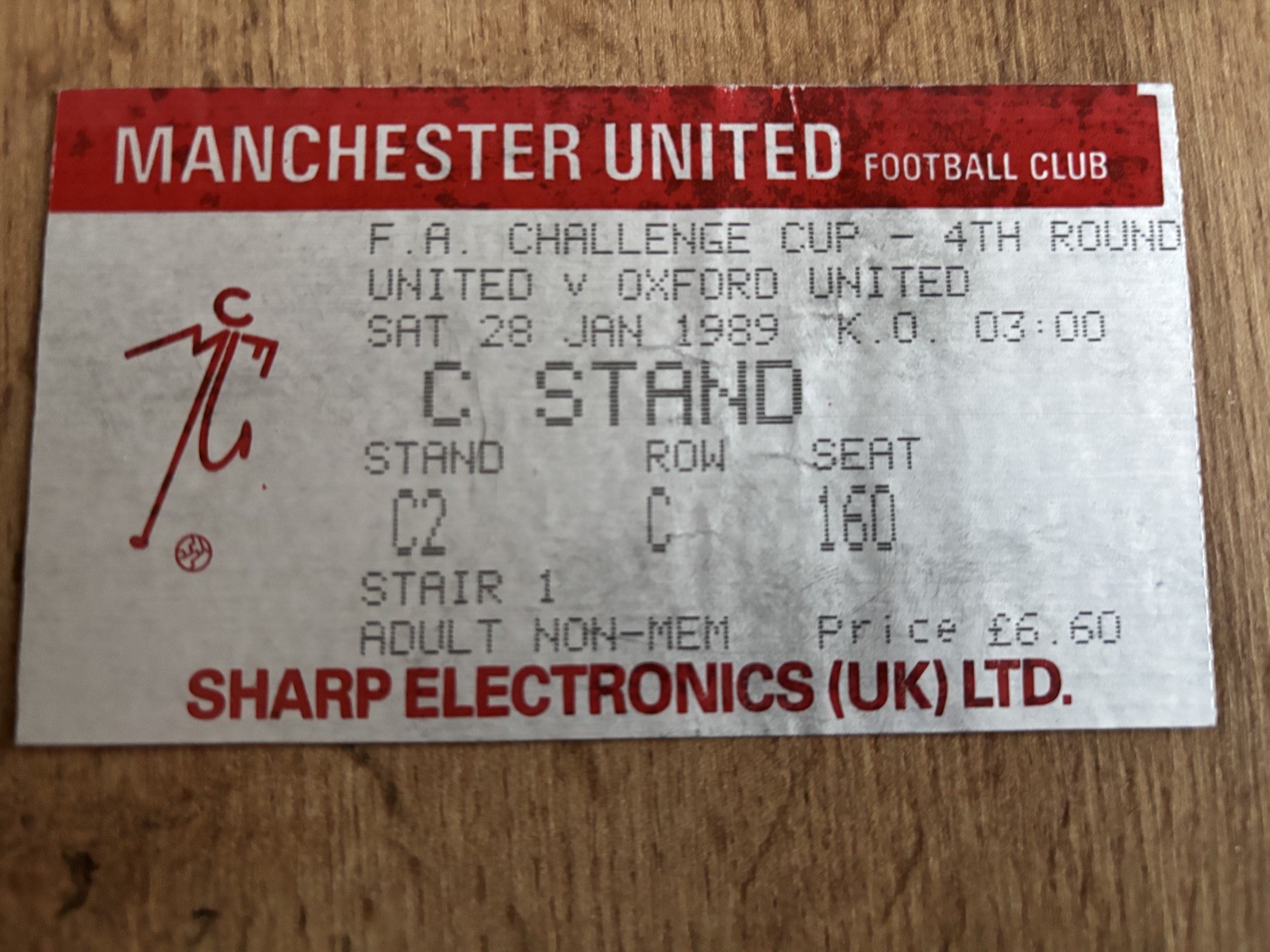 1989 TICKET STUB FA CUP 4th   MANCHESTER UNITED MAN UTD V OXFORD UNITED 28/1/89 for sale on Ebay