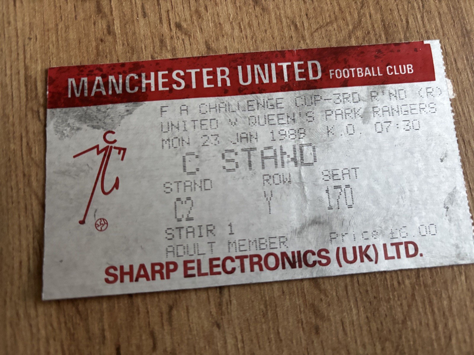 1989 TICKET STUB FA CUP 3rd  REPLAY MANCHESTER UNITED MAN UTD V QPR 23/1/89 for sale on Ebay