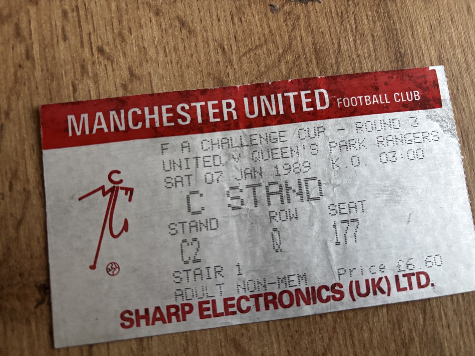 1989 TICKET STUB FA CUP 3rd  ROUND MANCHESTER UNITED MAN UTD V QPR 7/1/89 for sale on Ebay