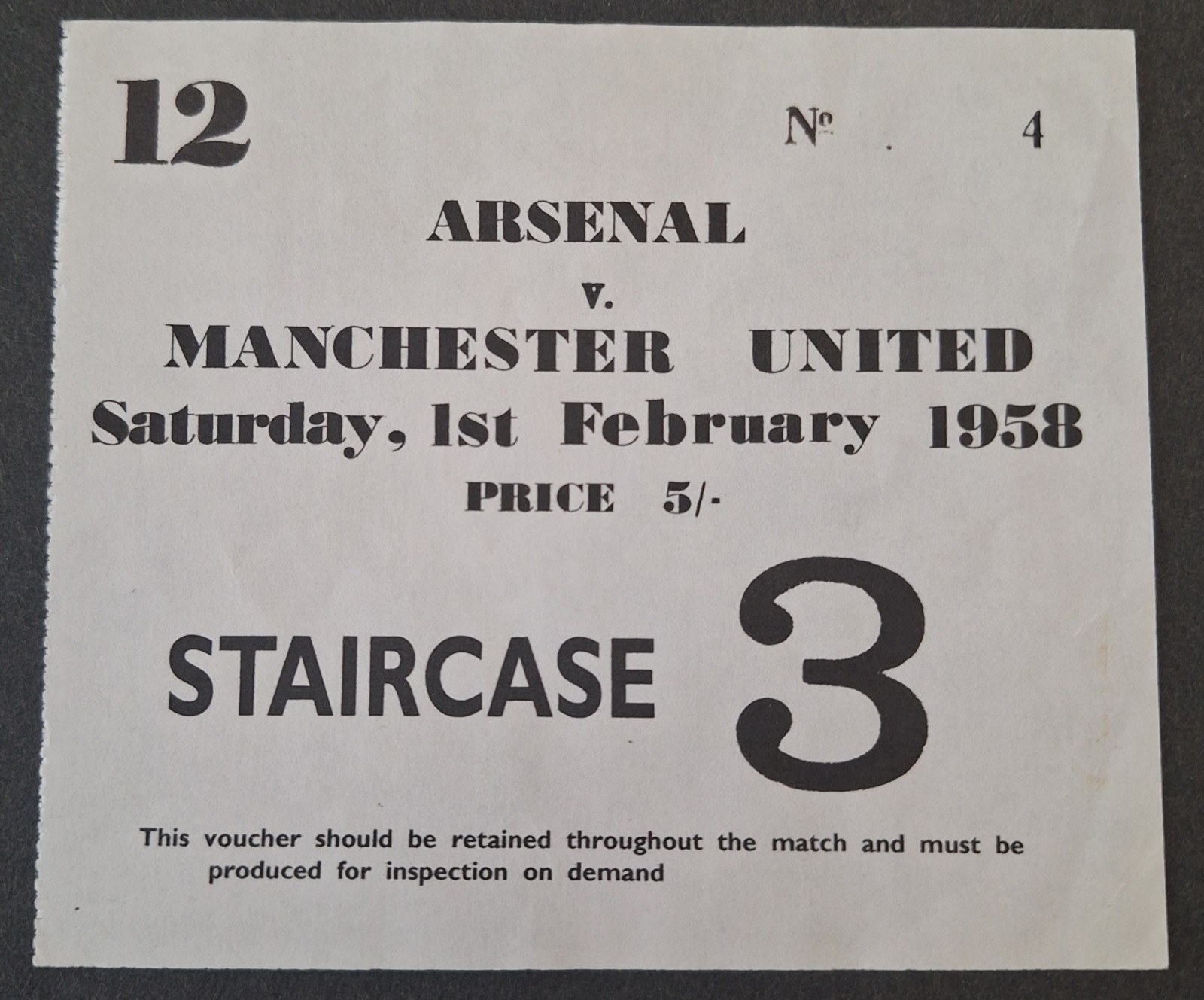Arsenal v Manchester United Ticket 1st February 1958 - Read Description Please for sale on Ebay