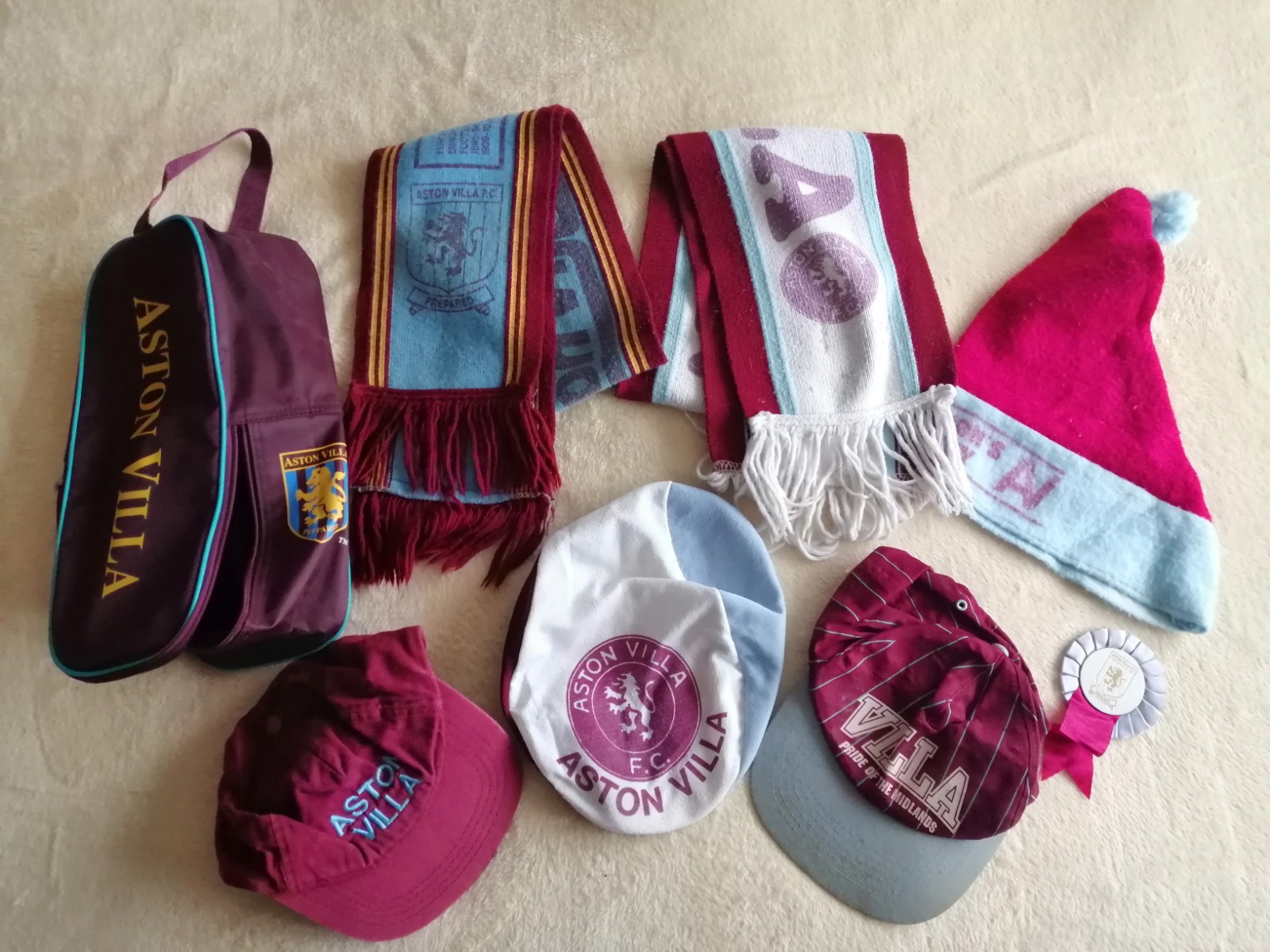 Bundle of Aston Villa hats and scarves plus bootbag - Vintage 1980's / 90's for sale on Ebay