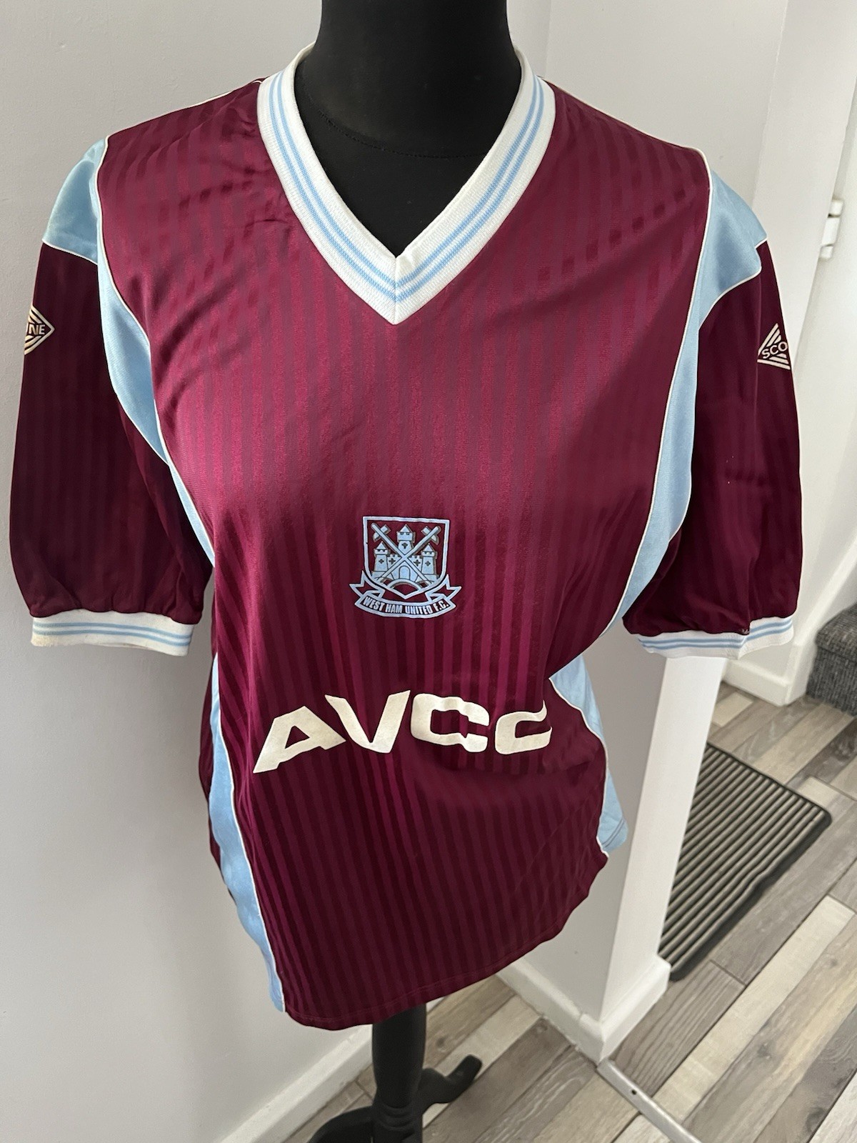 Scoreline WEST HAM  Football Short Sleeve Avco Mens Shirt Size M Chest 42 for sale on Ebay