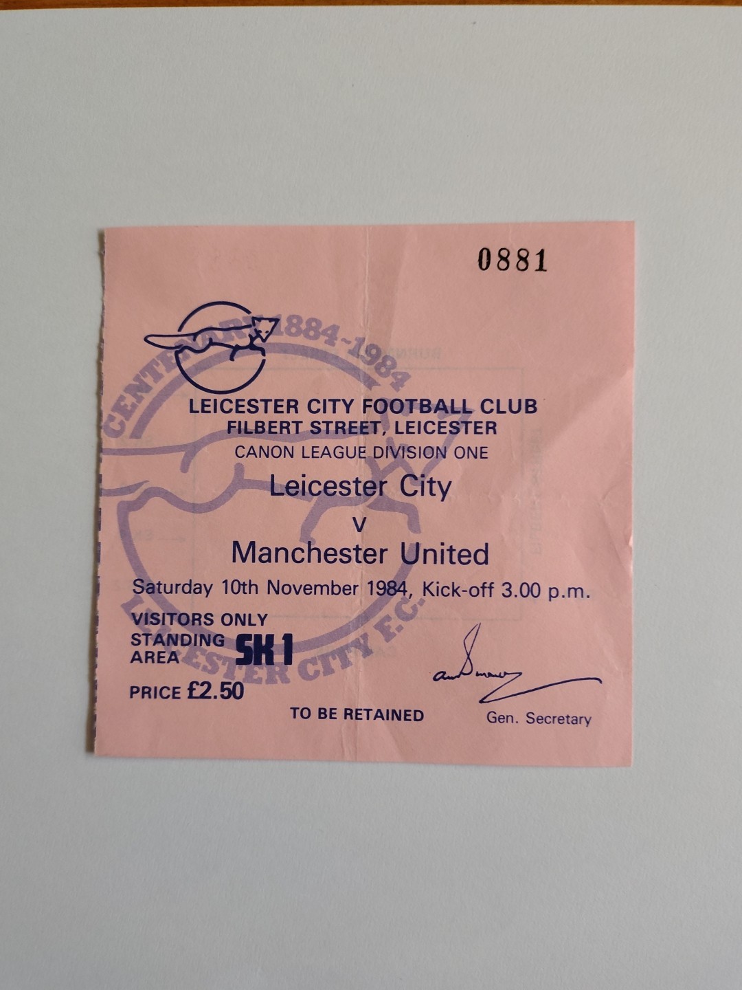 1984/85 Canon League Division 1 Ticket Stubs For  Leicester City v Man Utd for sale on Ebay