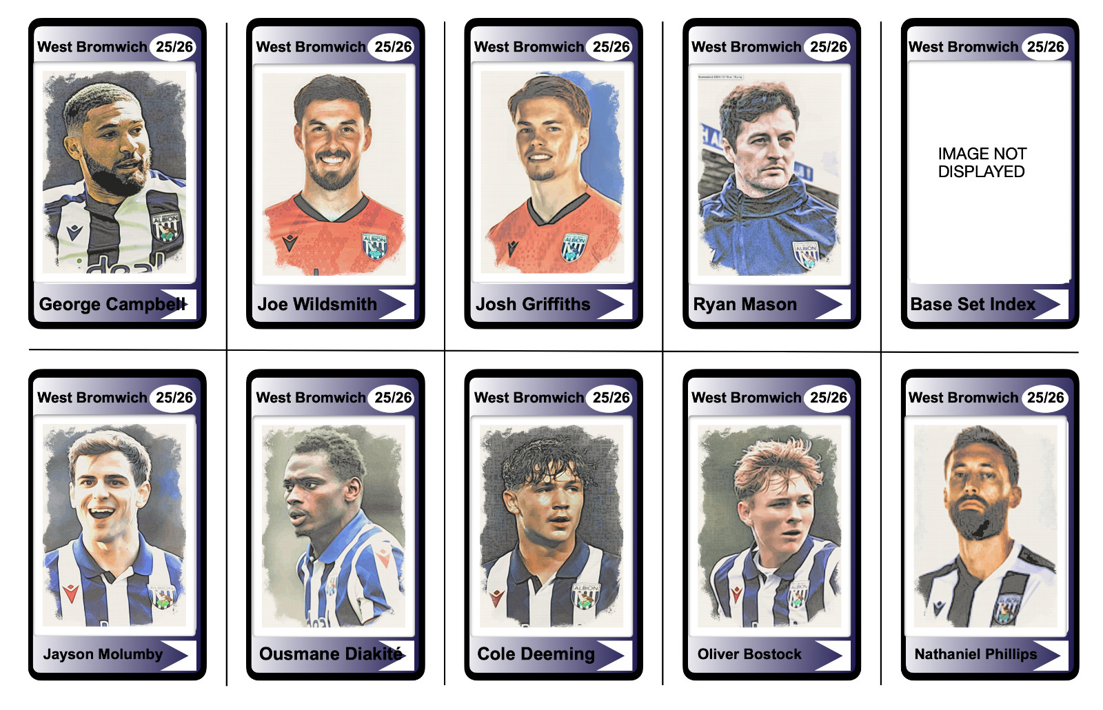 WEST BROMWICH ALBION - 25/26 ENGLISH CHAMPIONSHIP BASE SET - Trading Cards for sale on Ebay