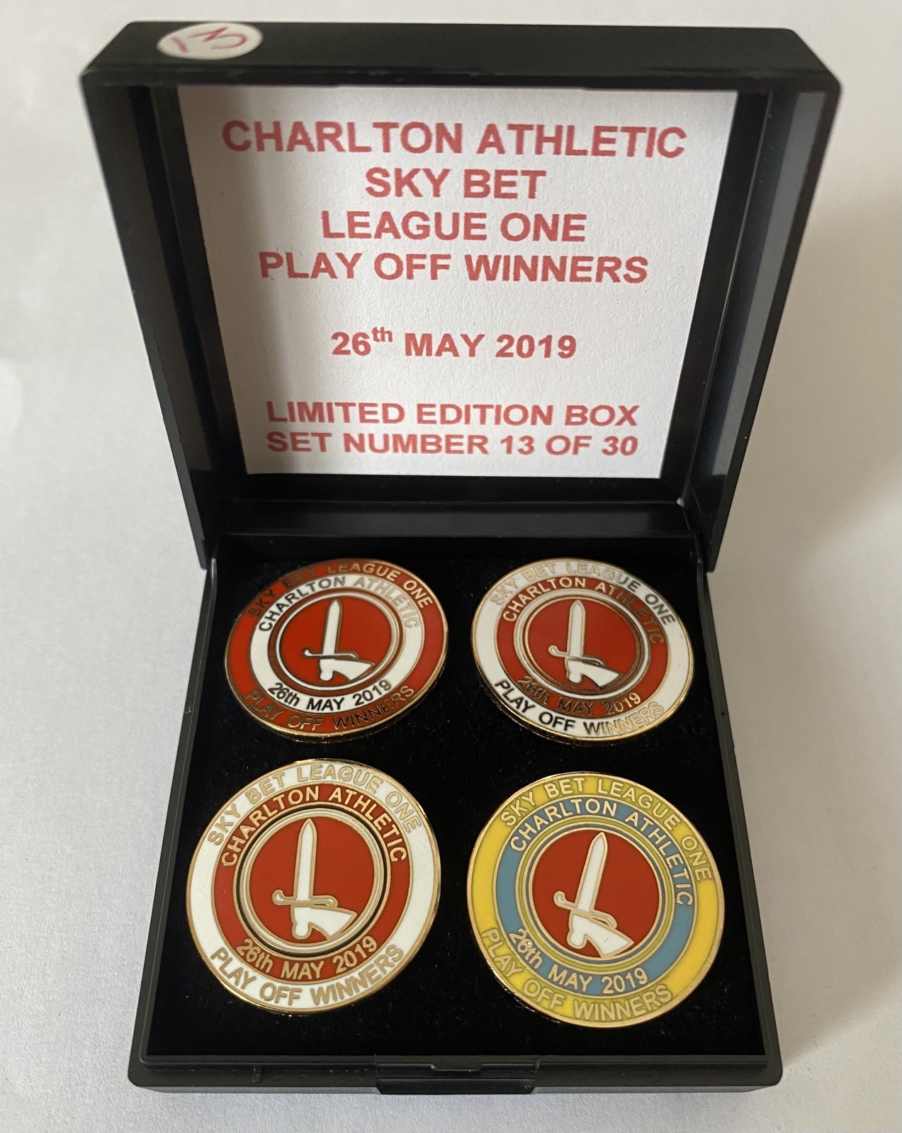 CHARLTON ATHLETIC FC Badge Football Club LTD ED PLAY OFF FINAL ATH BOX SET 2019 for sale on Ebay