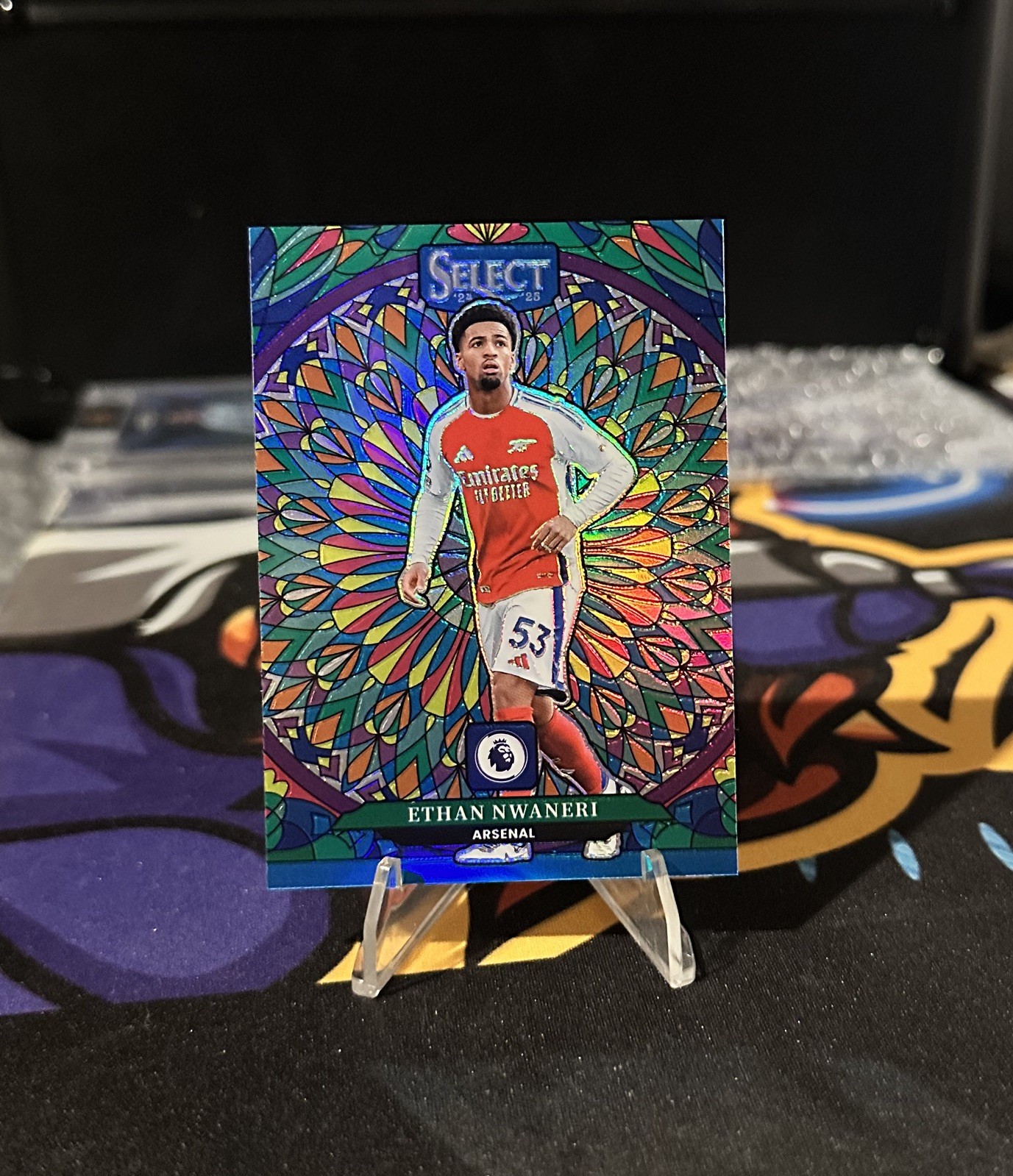 2024-25 Panini Select Premier League #17 ETHAN NWANERI Stained Glass SSP Arsenal for sale on Ebay