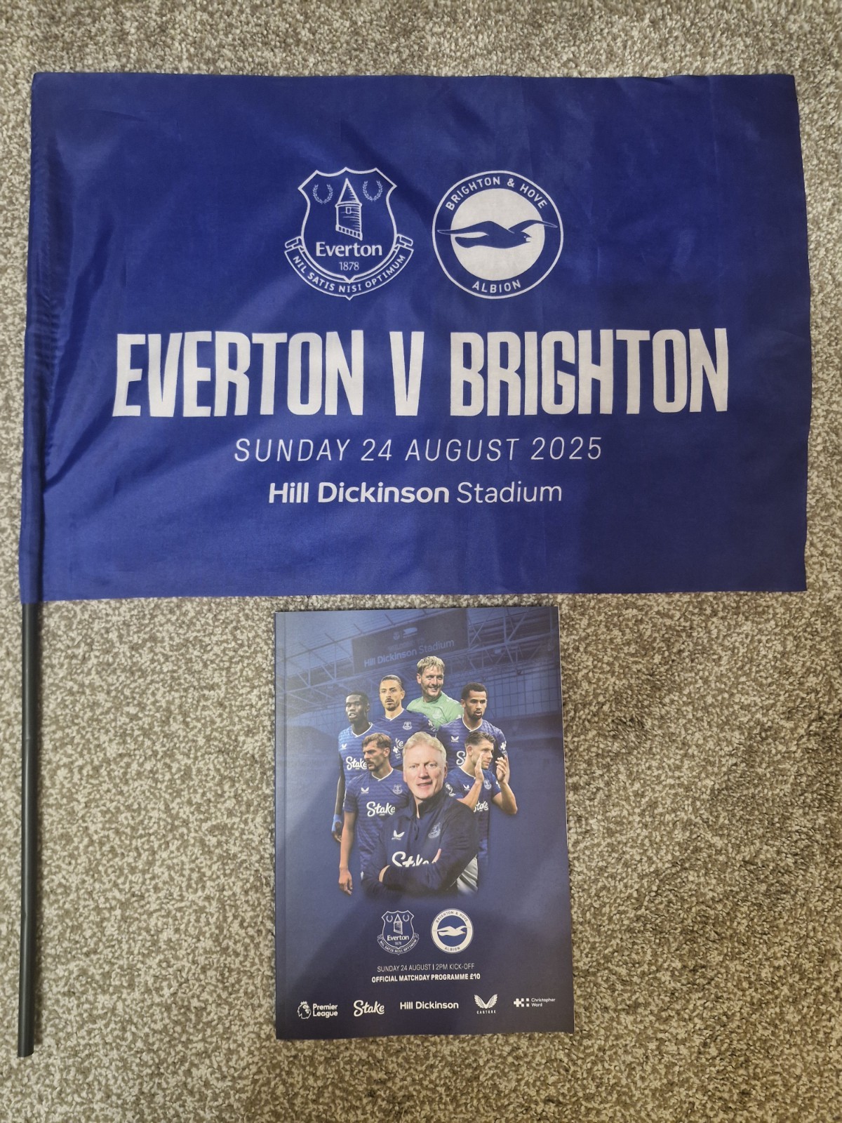 Everton FC Vs Brighton & Hove Albion - Matchday Programme & Souvenir Flag for sale on Ebay