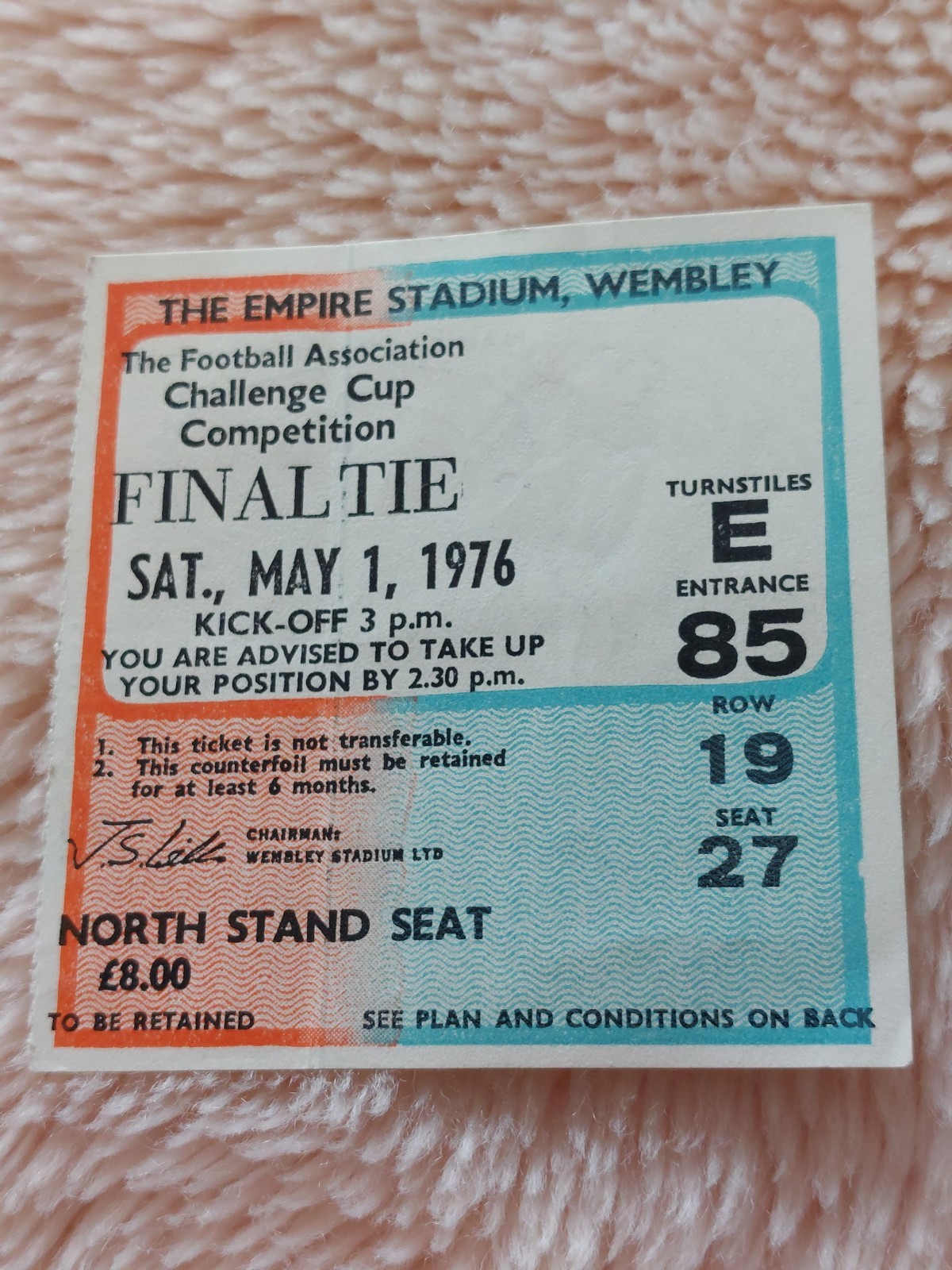 MANCHESTER UNITED v SOUTHAMPTON FACUP FINAL FOOTBALL TICKET MAY 1ST 1976 for sale on Ebay
