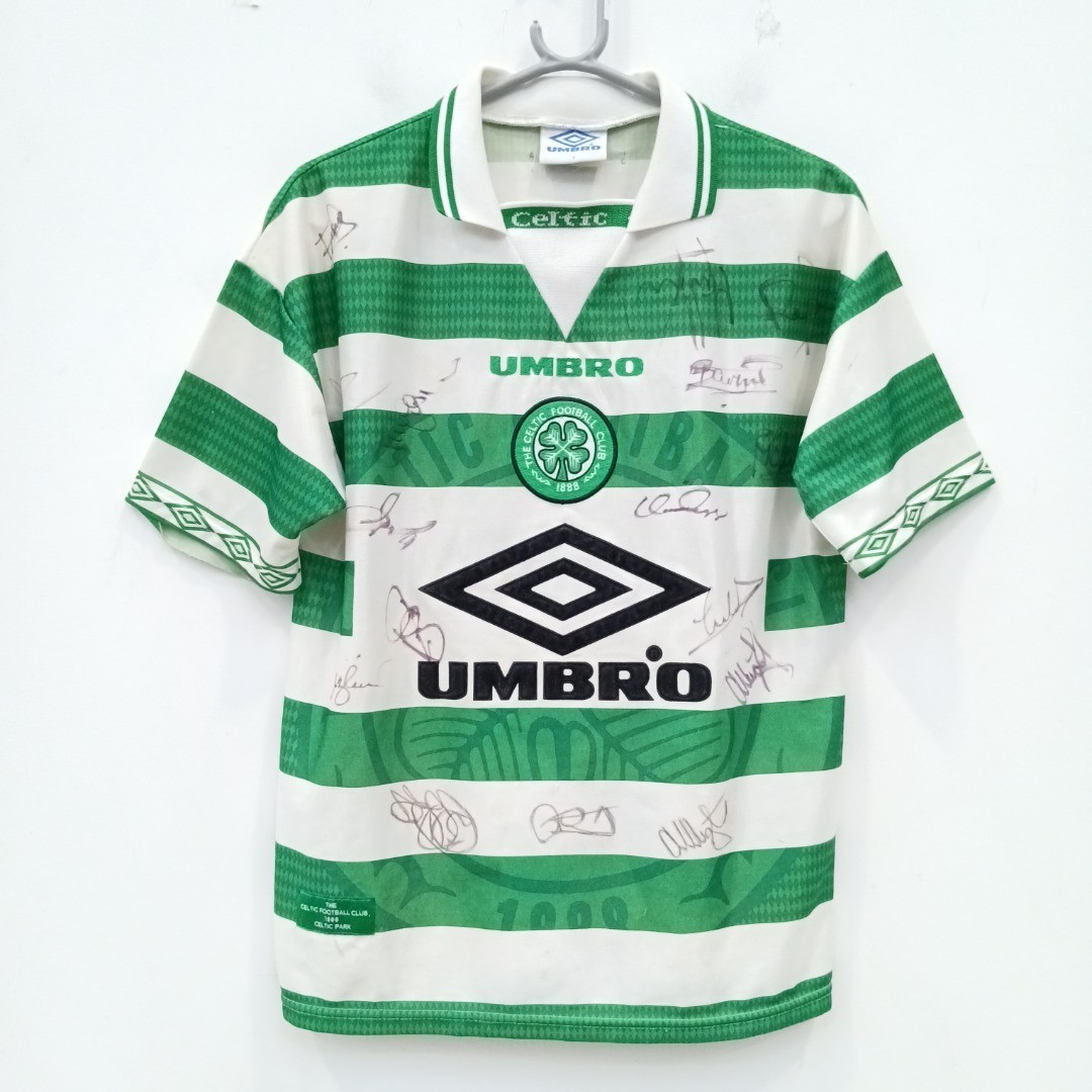 Celtic FC Signed Football Shirt Henrik Larsson Size Small Mens Umbro FLT24-CD for sale on Ebay