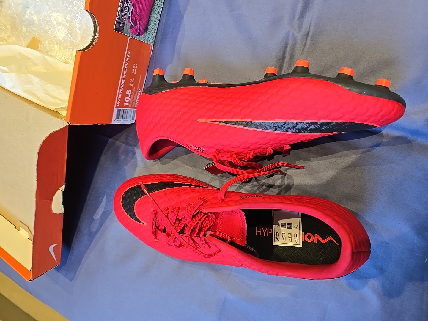 Nike Hypervenom Phelon III FG Football Boots Red/Black UK Size 9.5-NEW WITH BOX for sale on Ebay