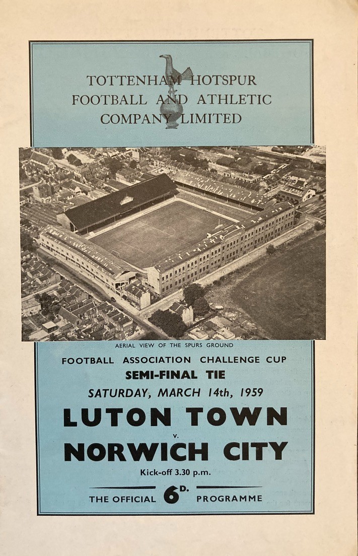 1959 F A Cup semi final - Luton Town v Norwich City at White Hart Lane for sale on Ebay