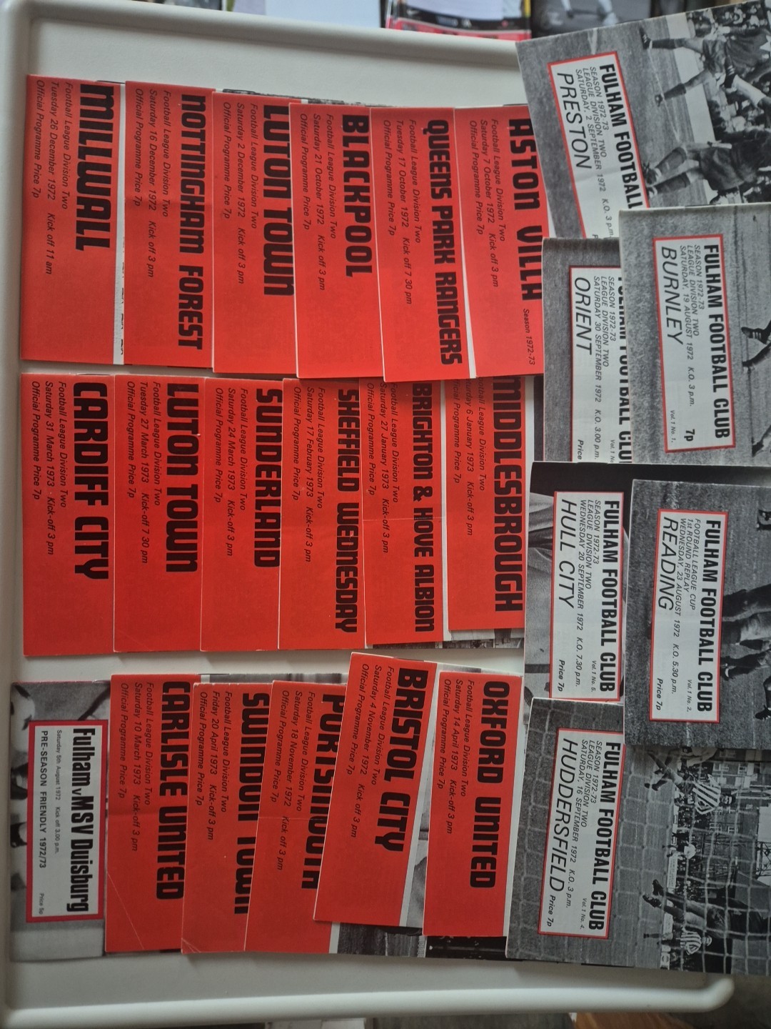 Fulham Football Programmes 1972/73 for sale on Ebay