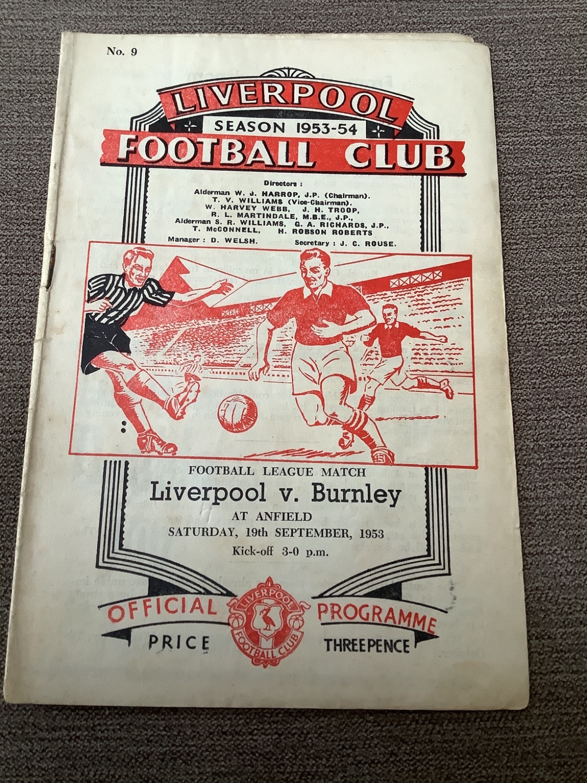19 September 1953 Liverpool v Burnley for sale on Ebay