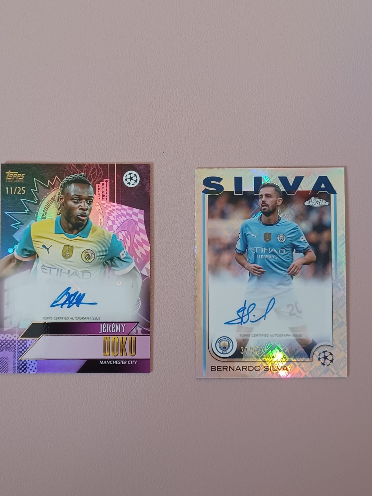 Topps Manchester City Numbered Autos Doku 11/25 & Silver 37/52 Stunning Cards for sale on Ebay