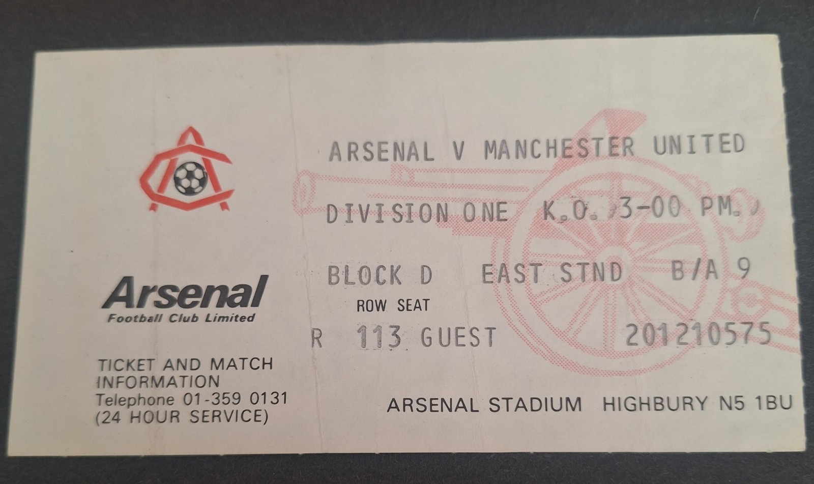 Arsenal v Manchester United Division One Ticket 20 December 1980 for sale on Ebay