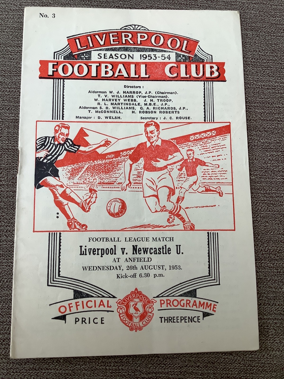 20 August 1953 Liverpool v Newcastle United for sale on Ebay