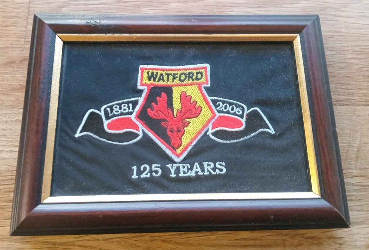 Vintage Framed Watford Football Club 125 Years 2006 Anniversary Badge Crest for sale on Ebay