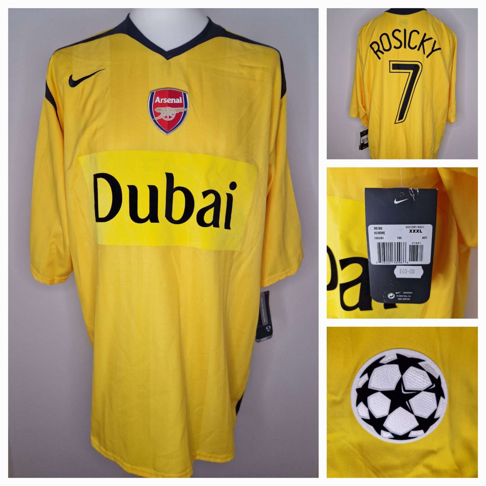 Rare BNWT Nike Arsenal 2006/2007 Away Football Shirt Nike Rosicky #7 Dubai for sale on Ebay