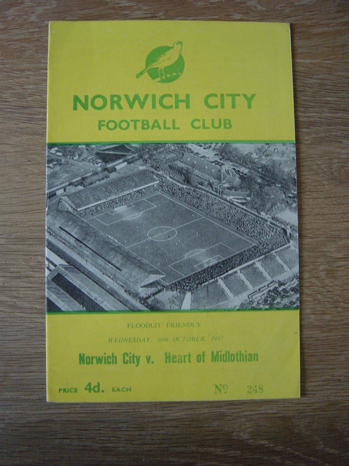 1957 NORWICH CITY v HEARTS for sale on Ebay