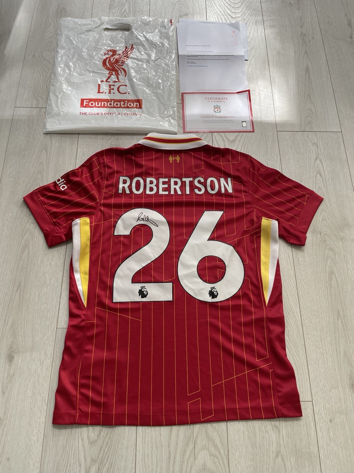 LFC Certified Andy Robertson Signed Home Shirt 24/25 for sale on Ebay