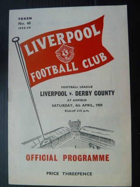 LIVERPOOL  v  Derby County  58/9. for sale on Ebay