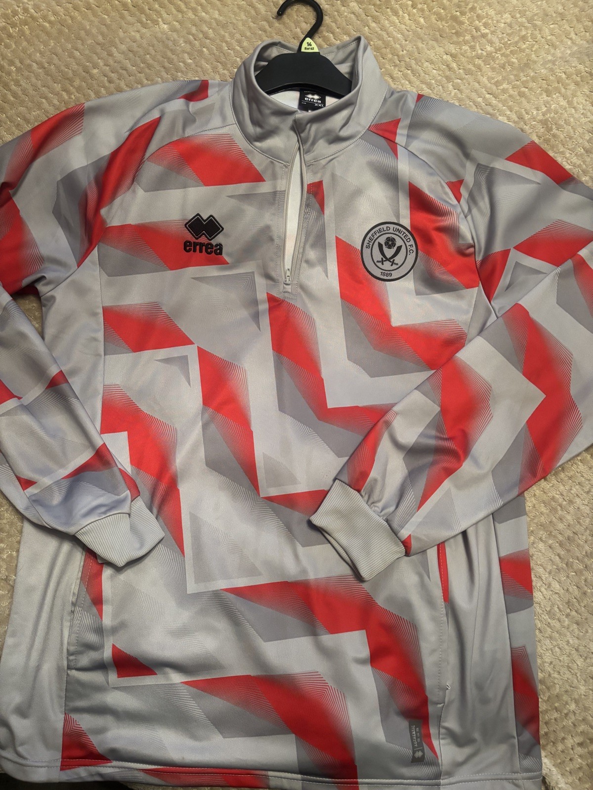 Sheffield United Red / Grey Errea Quarter Zip Training Top Jacket Jumper XXL for sale on Ebay