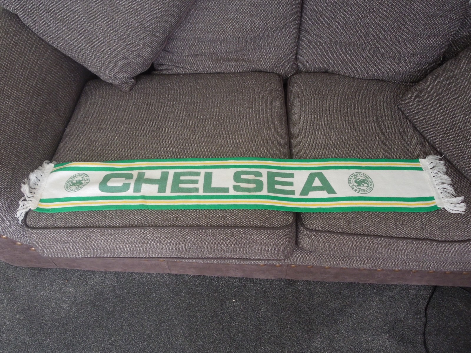 CHELSEA FOOTBALL CLUB SCARF SCARVE GREEN & WHITE VINTAGE ? for sale on Ebay
