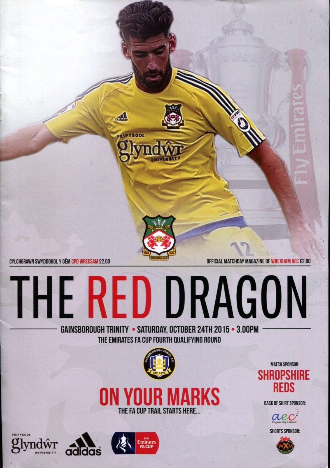 Wrexham v Gainsborough Trinity 24/10/15 FA Cup Qualifying 4th Round for sale on Ebay