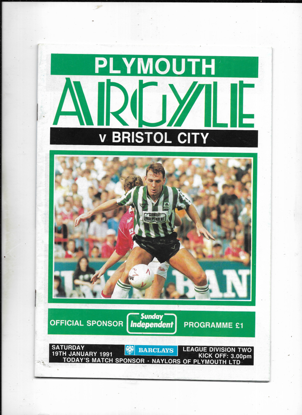 PLYMOUTH ARGYLE V BRISTOL CITY 19/01/1991 DIVISION 2 (19) for sale on Ebay