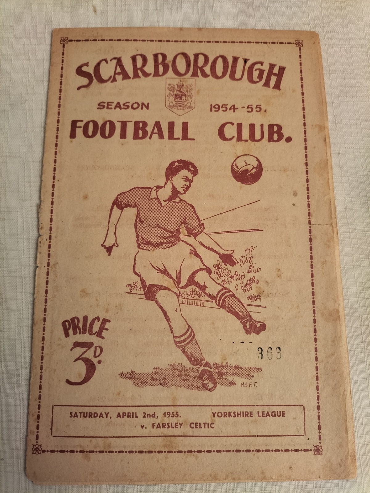 1954/55 Scarborough v Farsley Celtic Yorkshire League 2nd April 1955 Rare for sale on Ebay