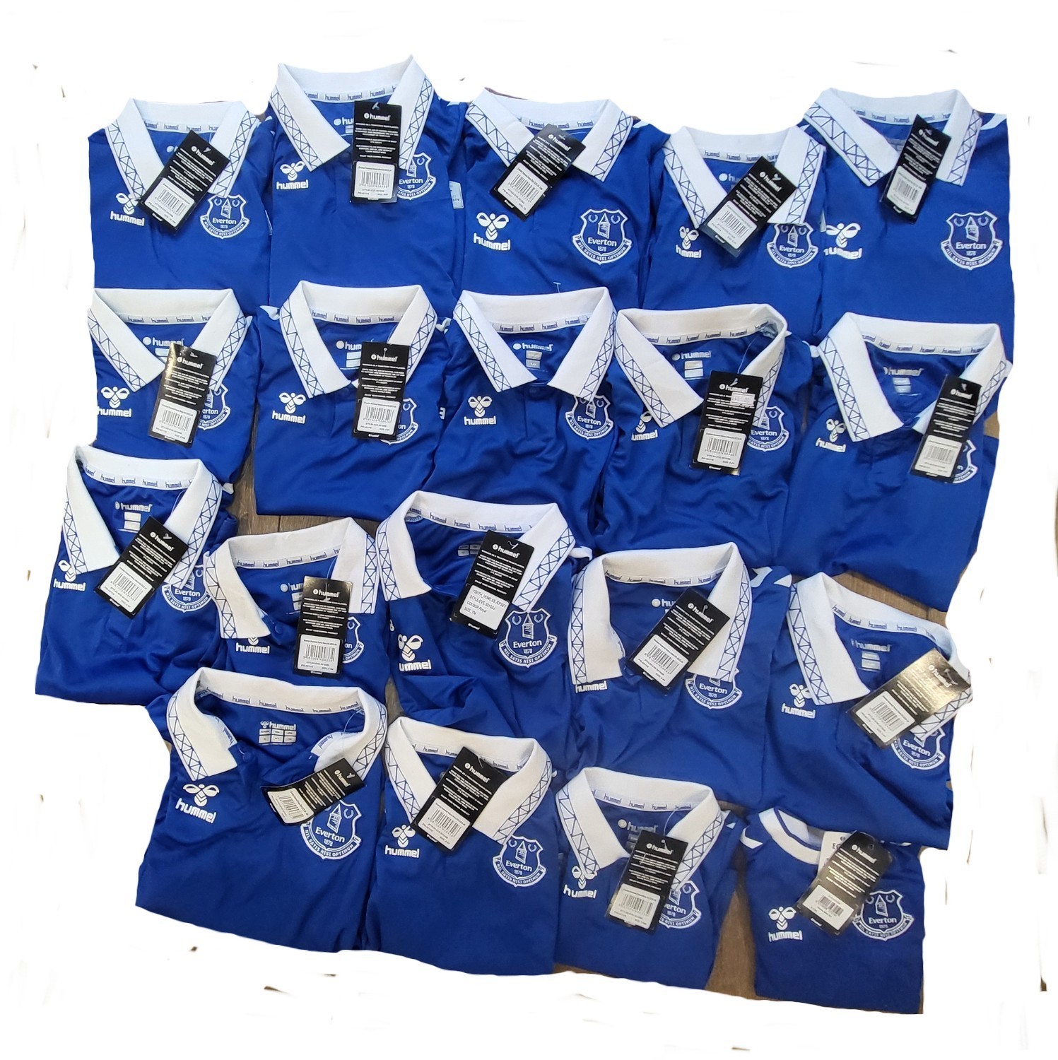 EVERTON Football Shirt JOB LOT X 19 Kids Boys Infants Bundle HUMMEL for sale on Ebay