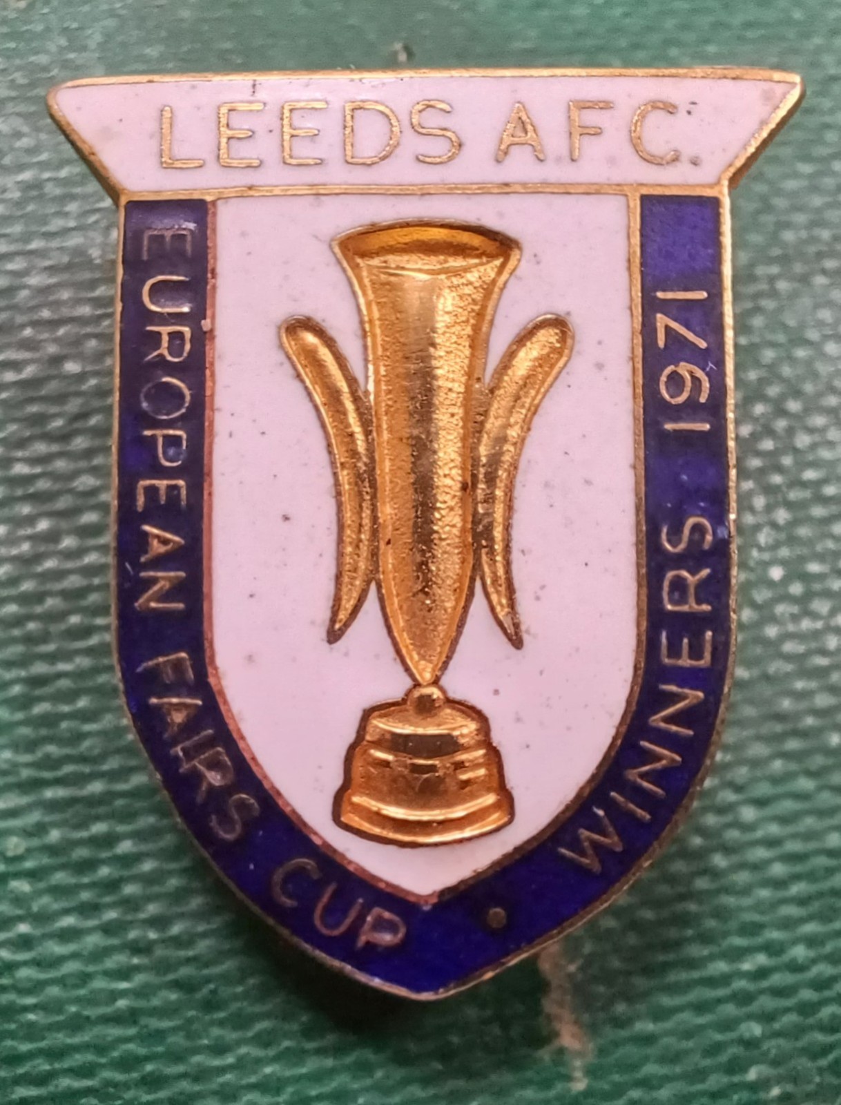 RARE England Leeds FC Football Club Enamel Pin Badge Fairs Cup 1971 for sale on Ebay