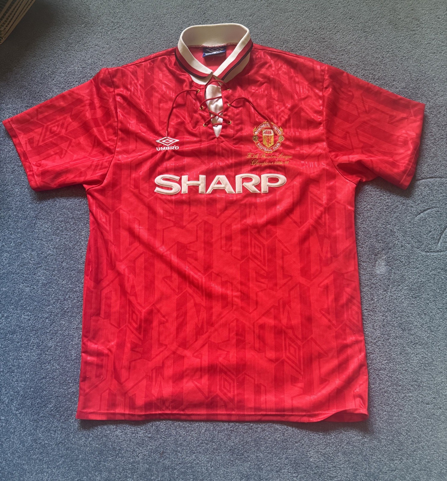Men’s Umbro Manchester United 92/94 Home Shirt XL Vary Rare. Genuine  for sale on Ebay