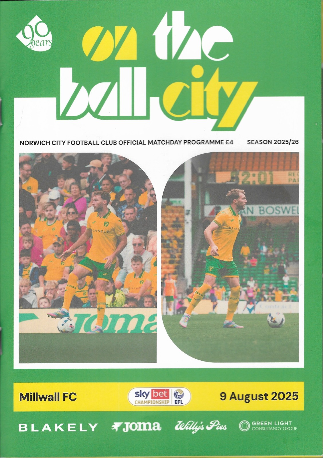 Norwich City v Millwall. 2025-2026. Championship.  for sale on Ebay