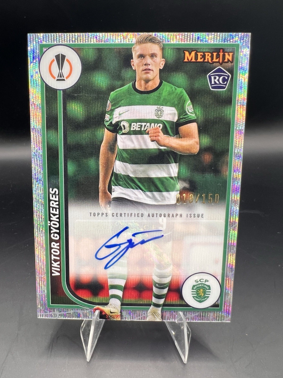 Topps Gyokeres RC Auto /150 Rookie Arsenal London Merlin Chrome for sale on Ebay