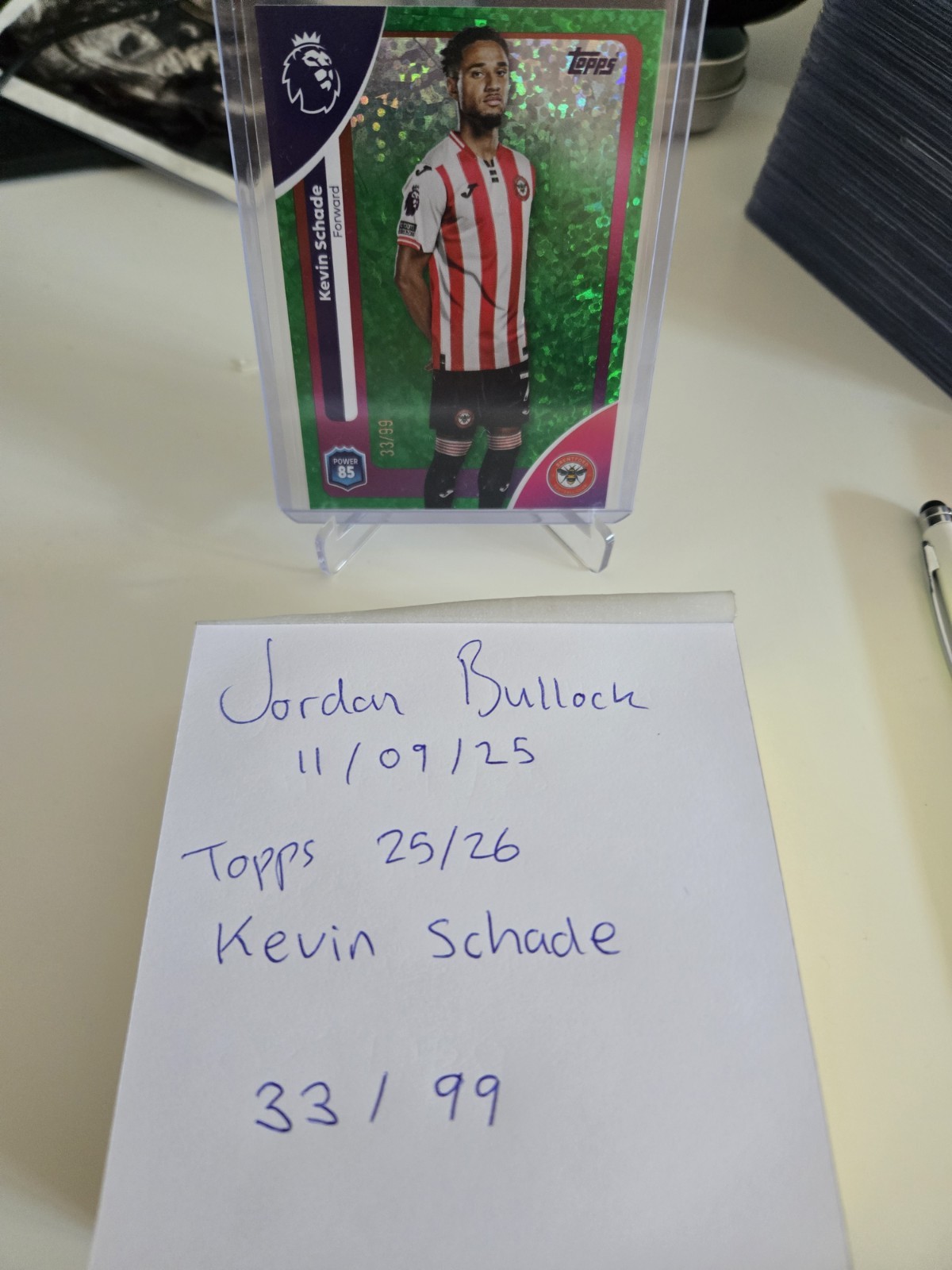 kevin schade 33/99 Topps 2025/26 numbered parallel brentford card #65 for sale on Ebay