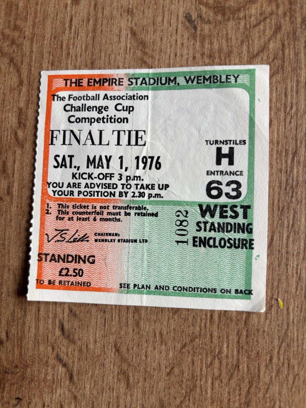 1976 FA CUP FINAL TICKET STUB SOUTHAMPTON V MANCHESTER UNITED MAN UTD for sale on Ebay