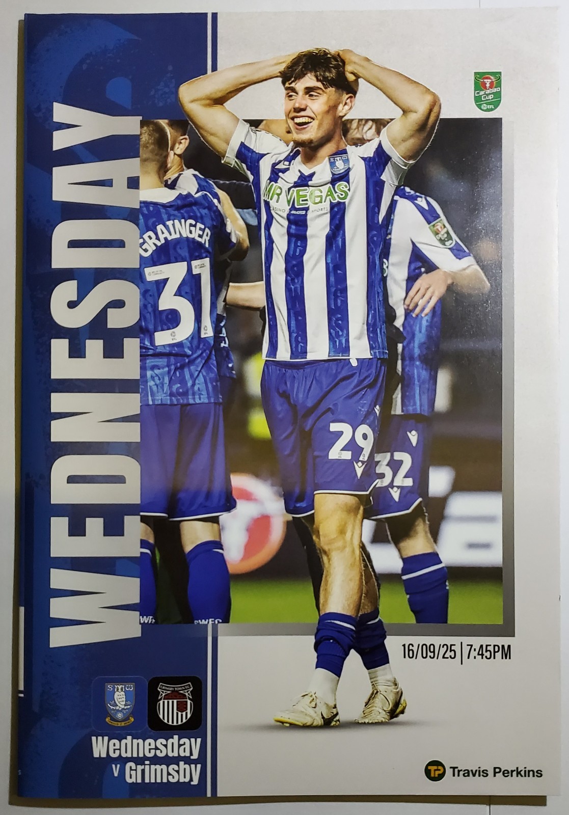 Sheffield Wednesday V Grimsby Town 16/9/25 Carabao Cup  R3 League Cup Rare for sale on Ebay