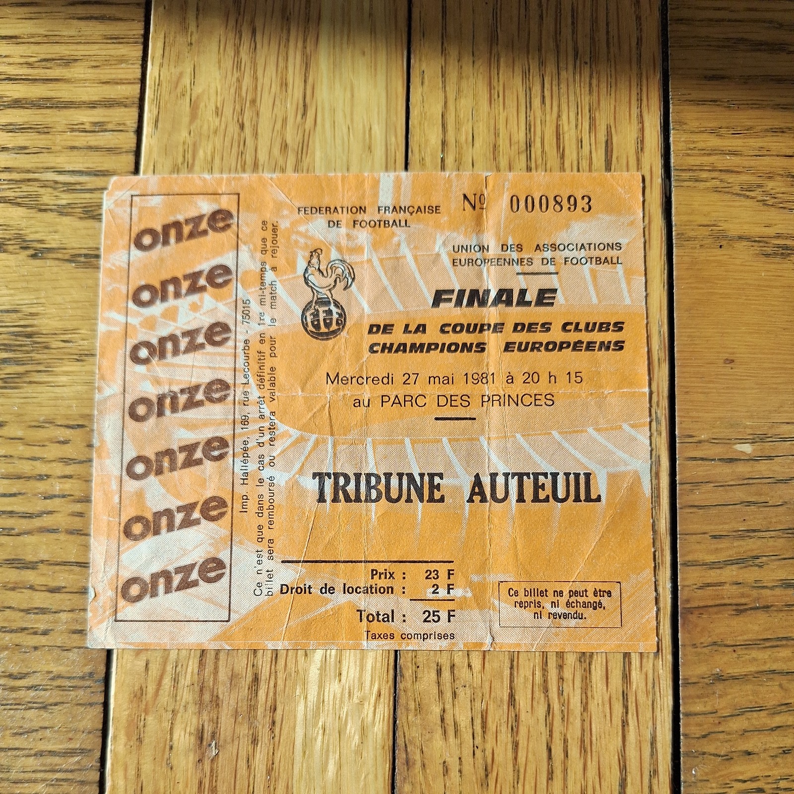 Liverpool v Real Madrid 1981 European Cup Final ticket stub  for sale on Ebay