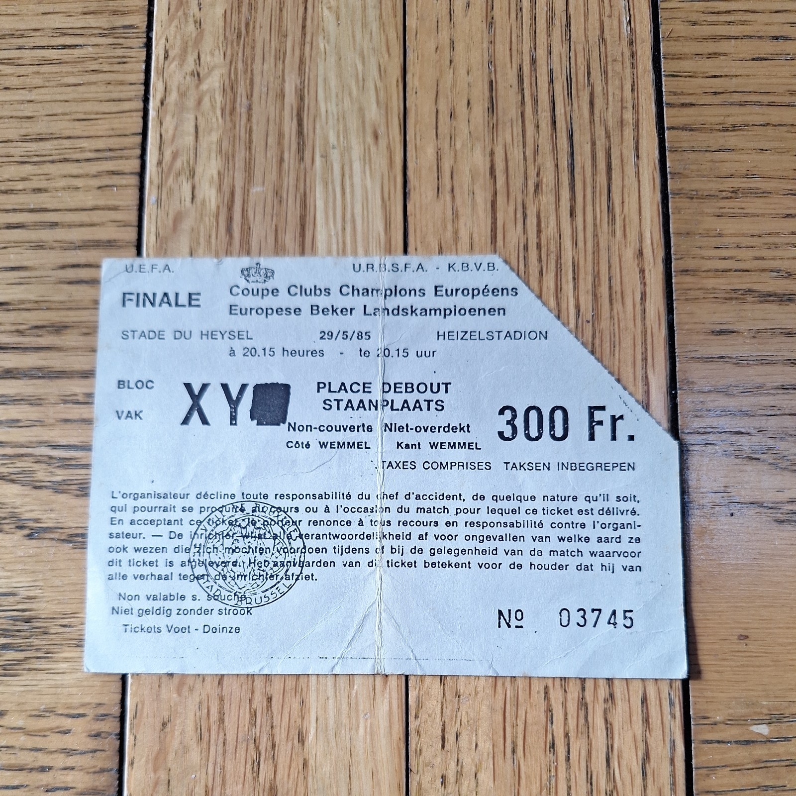 Liverpool v Juventus 1985 European Cup Final ticket stub  for sale on Ebay
