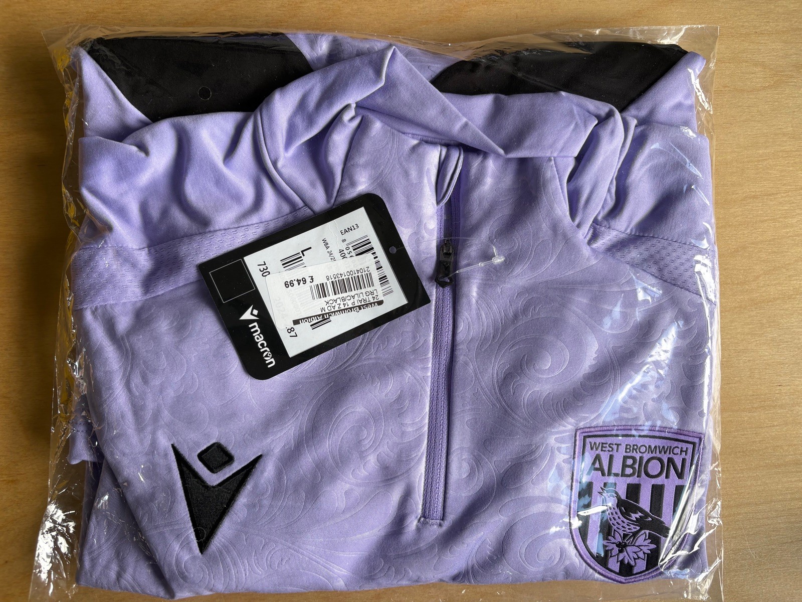 West Bromwich Albion Long Sleeve Macron Training Top Large for sale on Ebay