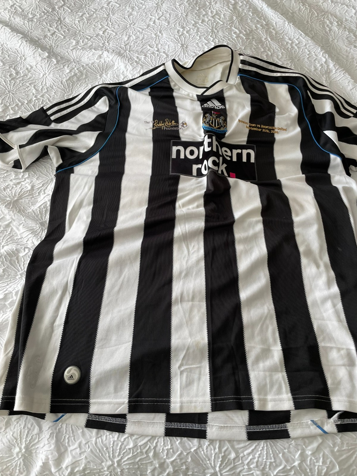 NEWCASTLE UNITED FOOTBALL SHIRT XXXL 2009  VS IPSWICH TOWN SIR BOBBY ROBSON FOUN for sale on Ebay