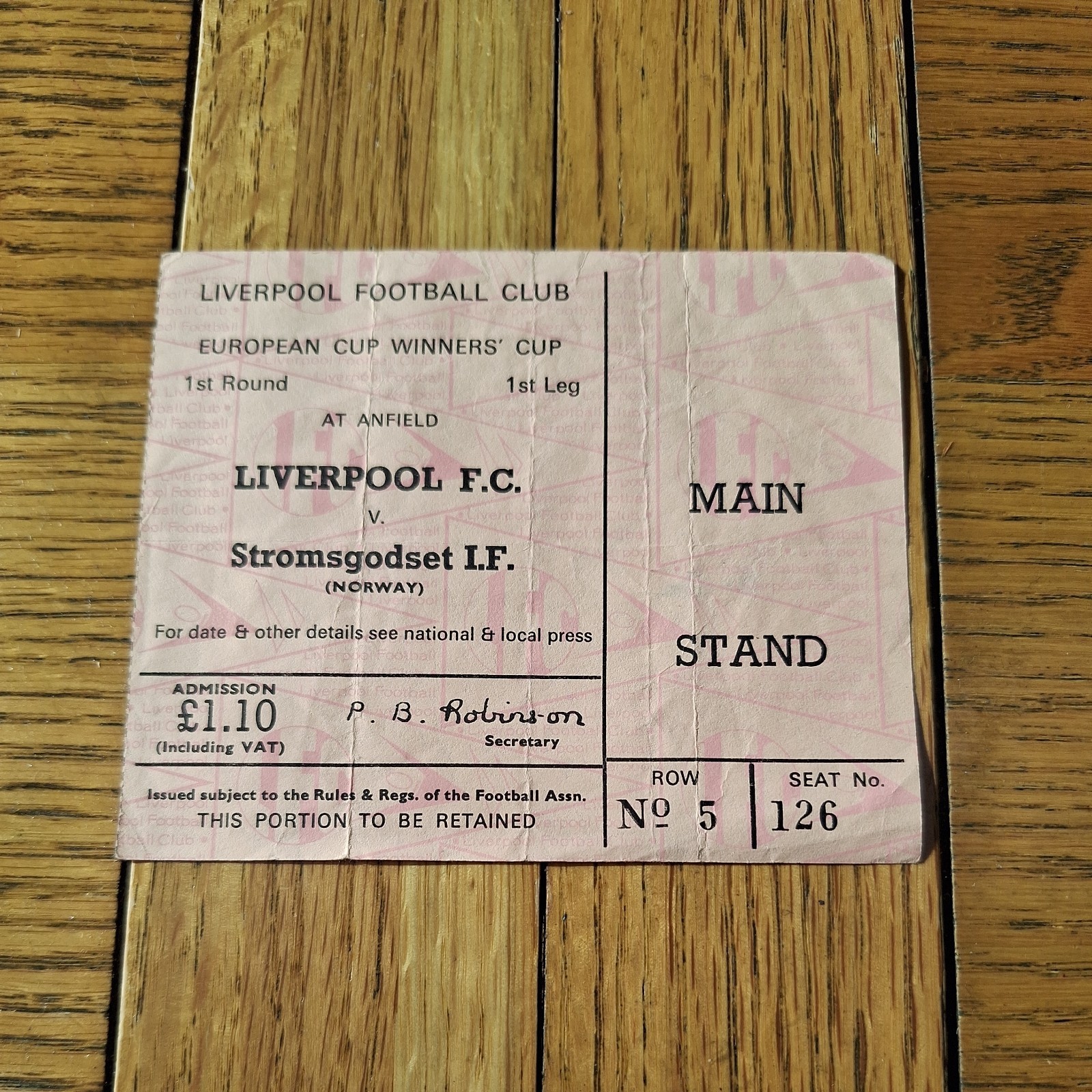 Liverpool v Stromsgodset 1974 European Cup Winners Cup ticket stub  for sale on Ebay