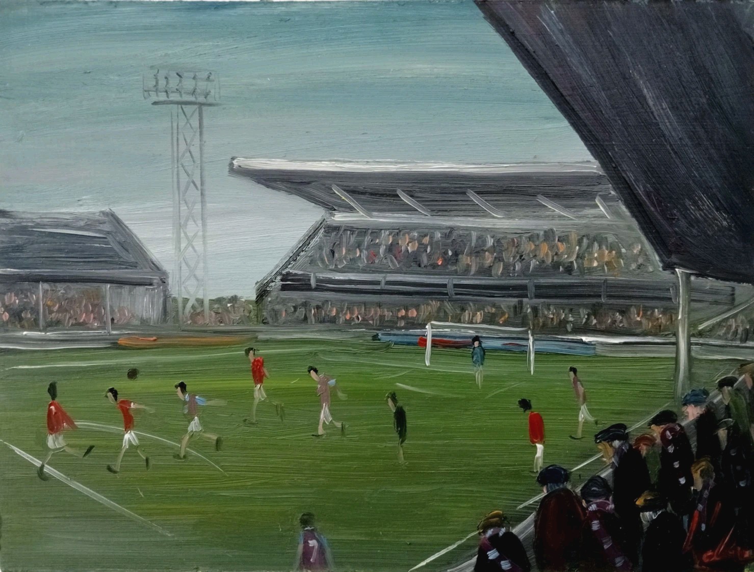 SCOTT WALKER Original Northern Oil Painting Football Art - Aston Villa v MUFC for sale on Ebay