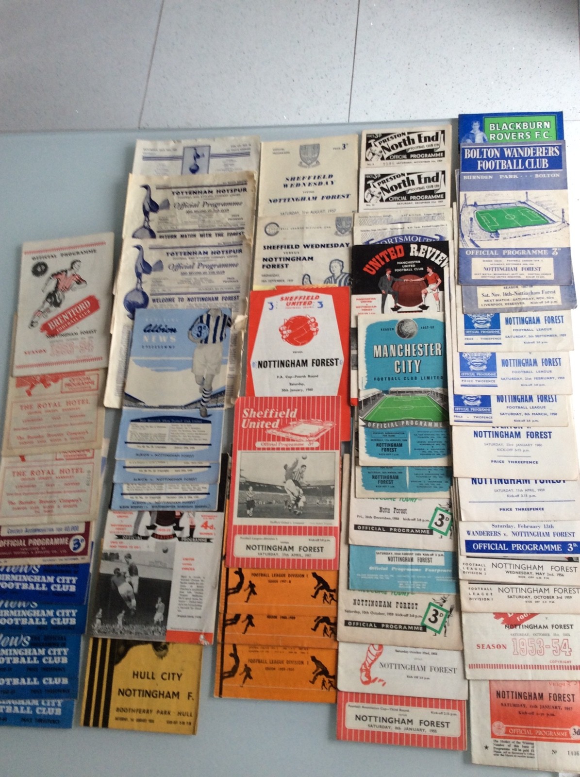 48 X NOTTINGHAM FOREST AWAYS FROM 1953 - 1959 - 1960 V MAN UTD, HULL, WOLVES ETC for sale on Ebay