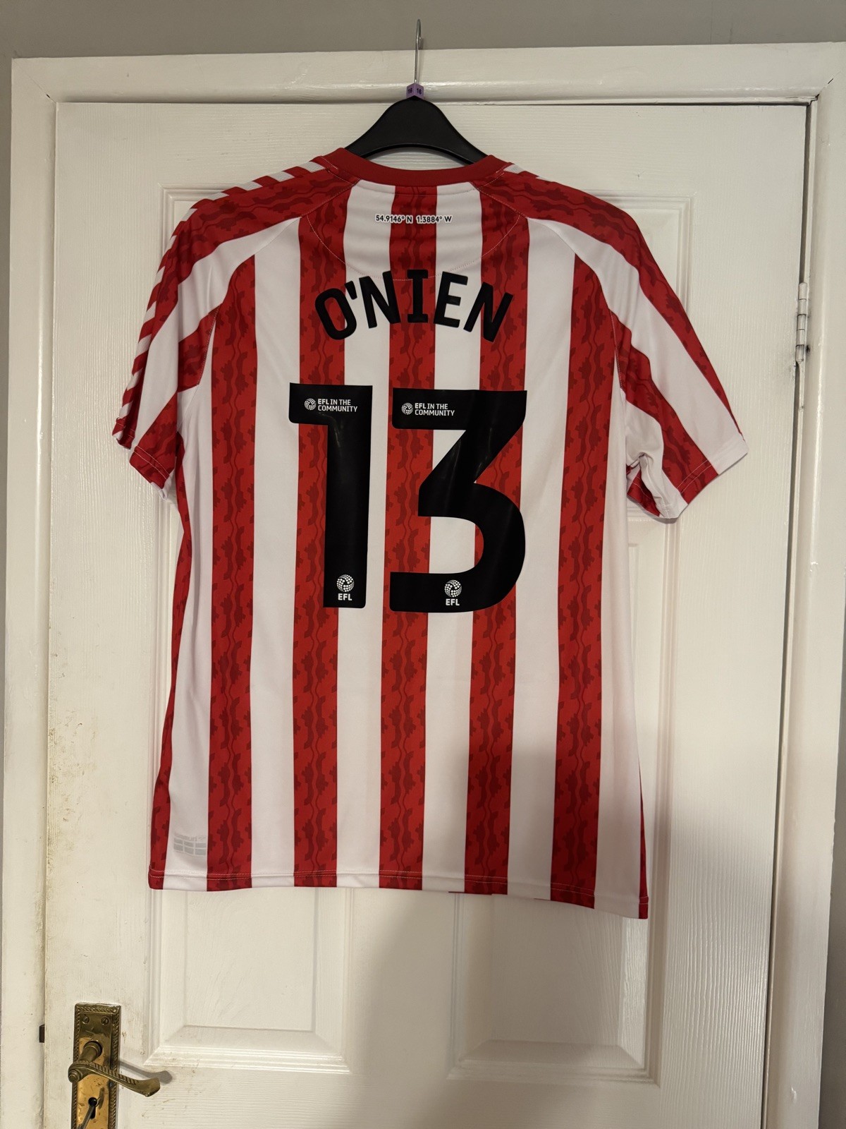 Sunderland 2024/25 Hummel Home Football Shirt O’Nien 13 Mens Large  for sale on Ebay
