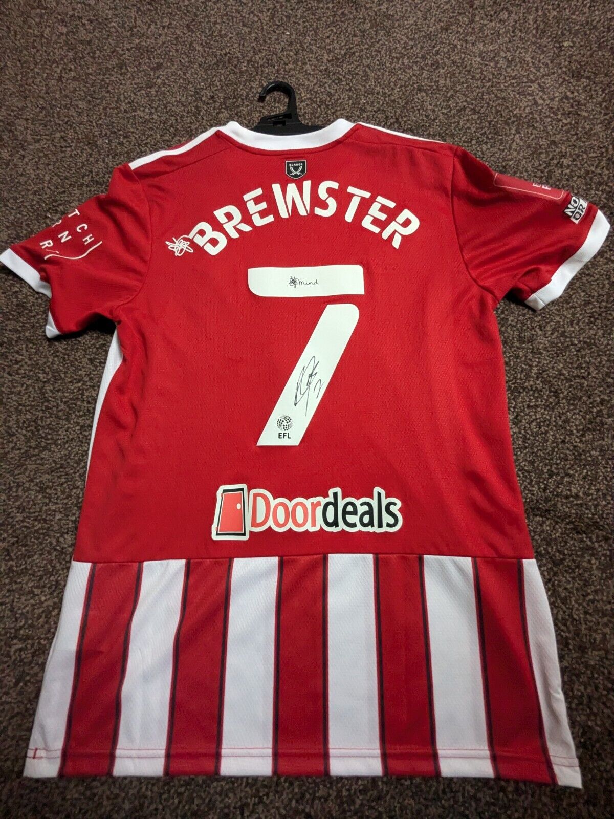 Sheffield United Rhian Brewster Match Prepared Shirt Adidas #7 for sale on Ebay