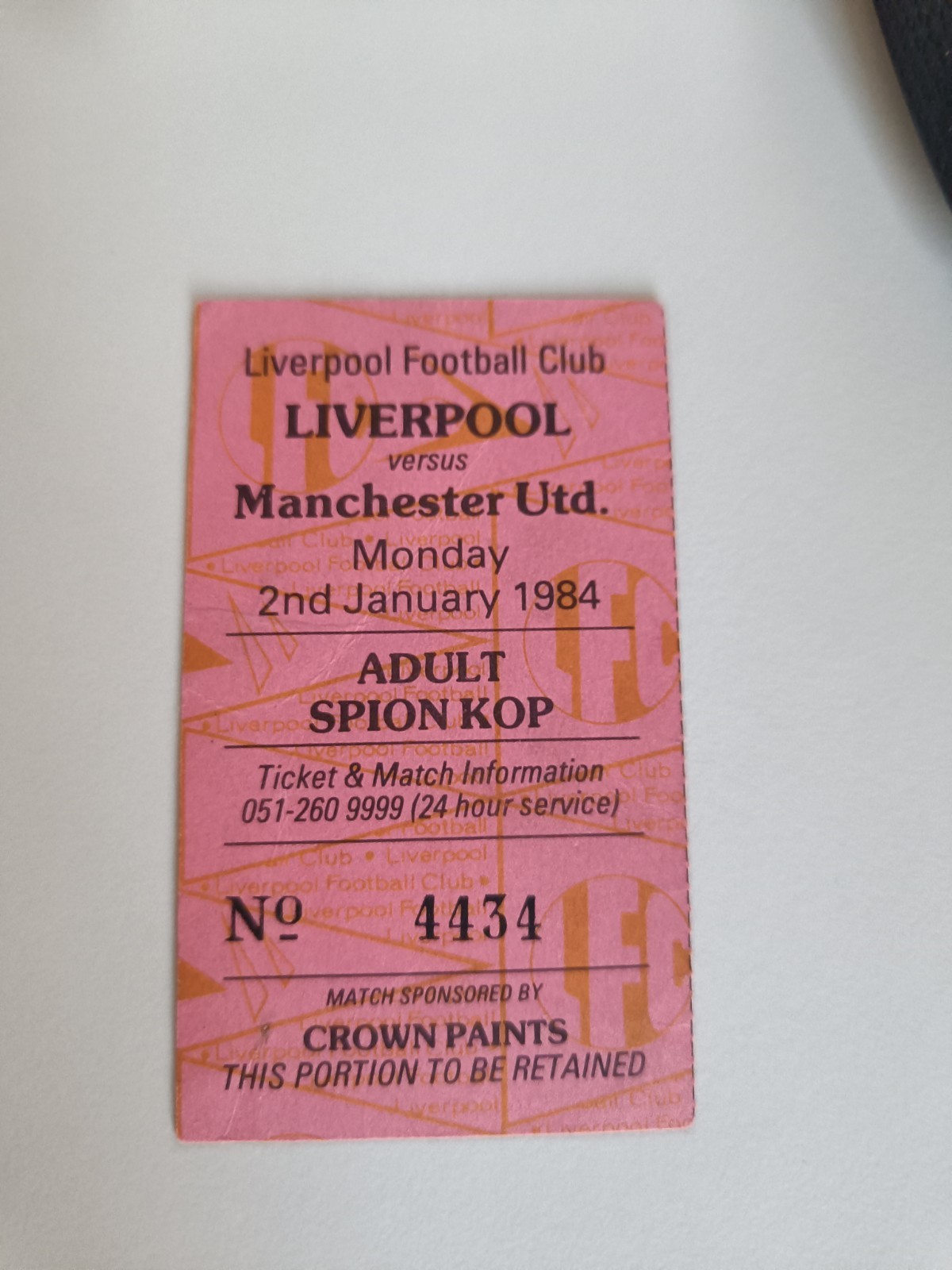 TICKET COLLECTORS: LIVERPOOL FC - MANCHESTER UNITED 1984 for sale on Ebay